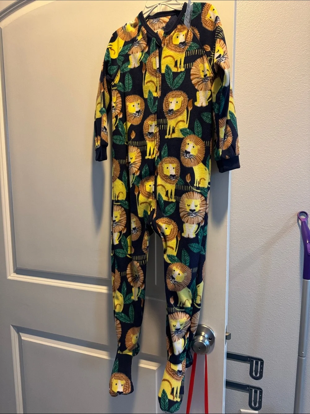 The Children's Place Black and Yellow Lion Print Footed One-Piece